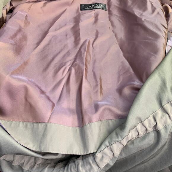 SANYO  by CAROL COHEN Vintage 1990s XL Khaki Polyester Blend Hidden Placket Coat - Picture 5 of 6